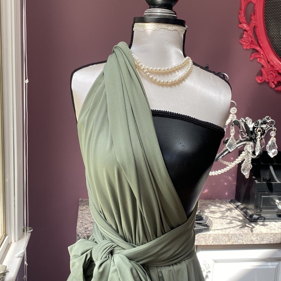 Sage Versatile Spandex Stretch Cocktail Mini Dress - Picture 4 of 11